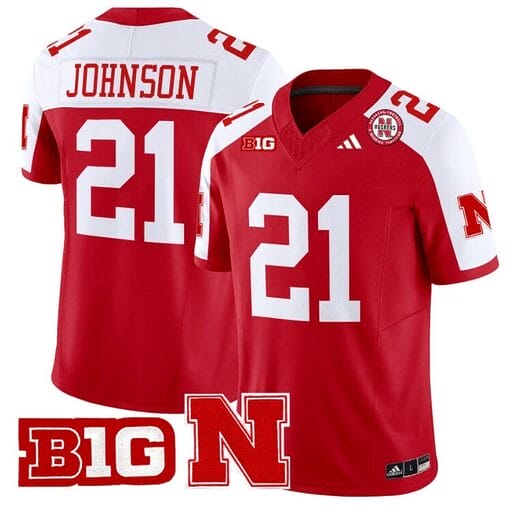 Emmett Johnson Jersey #21 Nebraska Cornhuskers Vapor Limited Football Scarlet Alternate