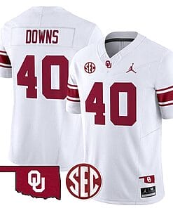 Ethan Downs Jersey #40 Oklahoma Sooners Football Throwback Vapor Limited Stitched White