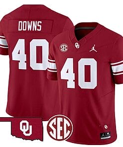 Ethan Downs Jersey #40 Oklahoma Sooners Football Throwback Vapor Limited Stitched Crimson