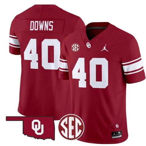 Ethan Downs Jersey #40 Oklahoma Sooners Football Throwback Vapor Limited Stitched Crimson