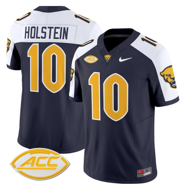Eli Holstein Jersey #10 Pittsburgh Panthers Vapor Limited College Football Stitched Navy Alternate