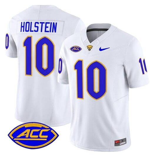 Eli Holstein Jersey #10 Pittsburgh Panthers Vapor Limited College Football Stitched White