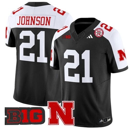 Emmett Johnson Jersey #21 Nebraska Cornhuskers Vapor Limited Football Black Alternate