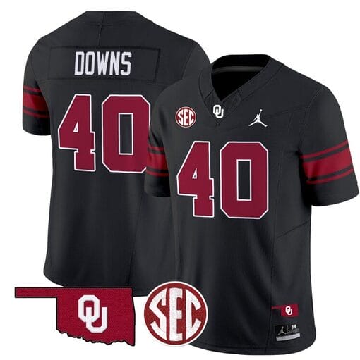 Ethan Downs Jersey #40 Oklahoma Sooners Football Throwback Vapor Limited Stitched Black