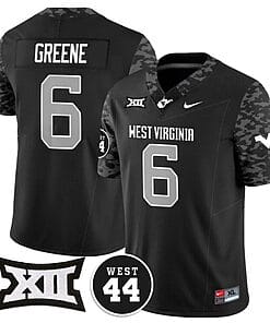 Garrett Greene Jersey #6 West Virginia Mountaineers 2024 Vapor Limited Football Honor Jerry West Stitched Coal
