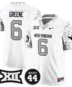 Garrett Greene Jersey #6 West Virginia Mountaineers 2024 Vapor Limited Football Honor Jerry West Stitched White