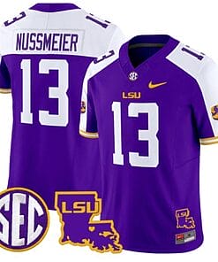 Garrett Nussmeier Jersey #13 LSU Tigers 2024 Louisiana Patch Vapor Limited College Football Stitched Purple Alternate