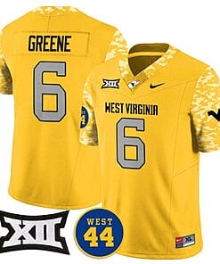 Garrett Greene Jersey #6 West Virginia Mountaineers 2024 Vapor Limited Football Honor Jerry West Stitched Goal