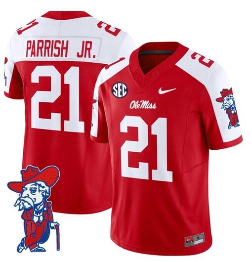 Henry Parrish Jr Jersey #21 Ole Miss Rebels Vapor Limited College Football Stitched Red Alternate