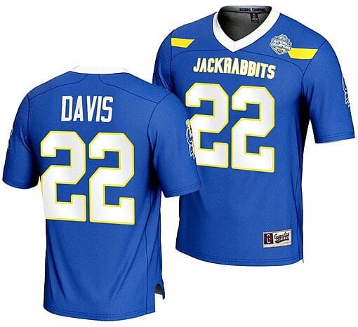 Isaiah Davis Jersey #22 South Dakota State Jackrabbits 2023 FCS Football National Champions Blue