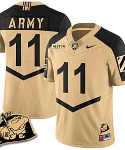 Isaiah Alston Jersey #11 Army Black Knights Jersey Rocky The Bulldog Patch Vapor Limited College Football Stitched Gold Alternate