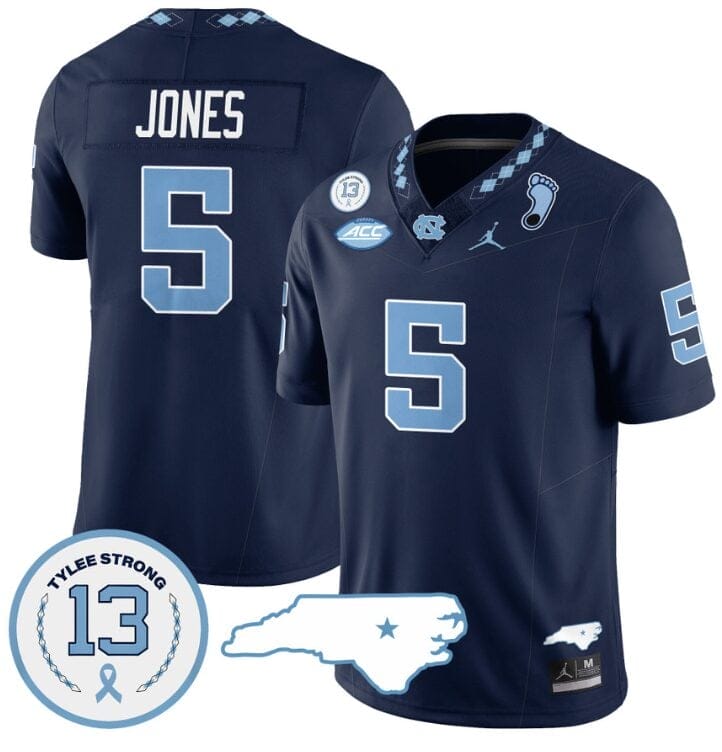 JJ Jones Jersey #5 North Carolina Tar Heels Vapor College Football Stitched Navy