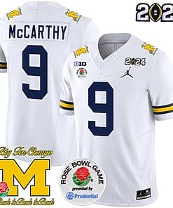 JJ McCarthy Jersey #9 Vapor Limited – 2024 College Football Bowl + Rose Bowl Patch White