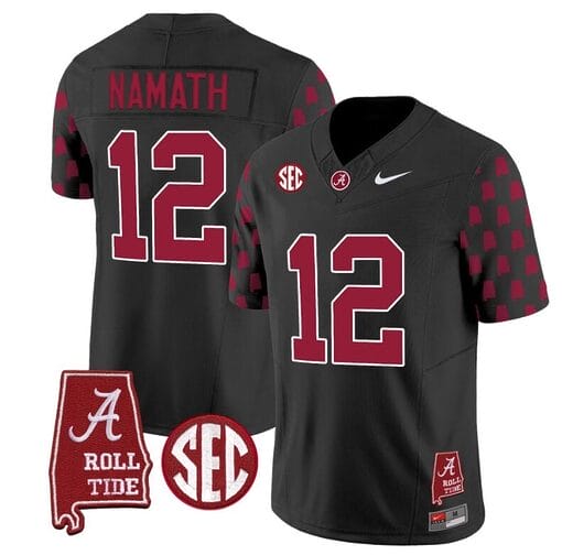 Joe Namath Jersey #12 Alabama Crimson Tide Vapor College Football Limited Stitched Black