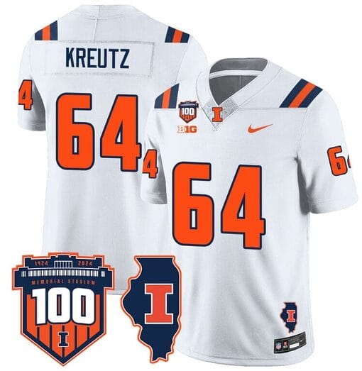 Josh Kreutz Jersey #64 Illinois Fighting Vapor Limited College Football Stitched White