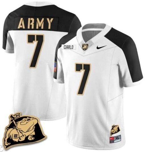 Jimmy Ciarlo Jersey #7 Army Black Knights Jersey Rocky The Bulldog Patch Vapor Limited College Football Stitched White Alternate