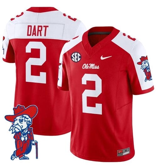 Jaxson Dart Jersey #2 Ole Miss Rebels Vapor Limited College Football Stitched Red Alternate