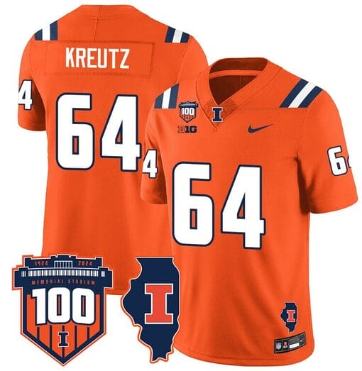 Josh Kreutz Jersey #64 Illinois Fighting Vapor Limited College Football Stitched Orange