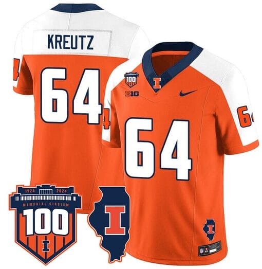 Josh Kreutz Jersey #64 Illinois Fighting Vapor Limited College Football Stitched Orange Alternate