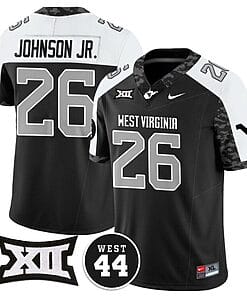 Justin Johnson Jr Jersey #26 West Virginia Mountaineers 2024 Vapor Limited Football Honor Jerry West Stitched Alternate