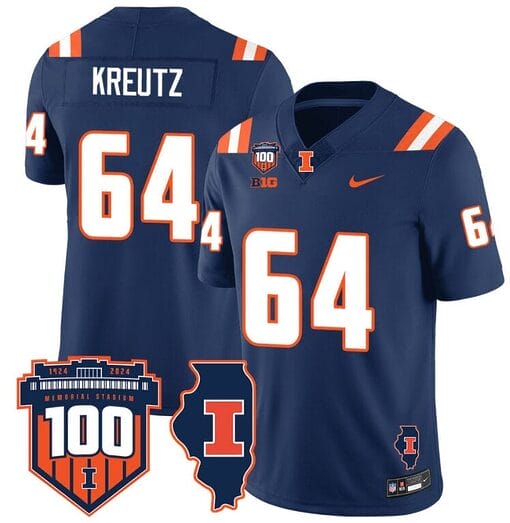 Josh Kreutz Jersey #64 Illinois Fighting Vapor Limited College Football Stitched Navy