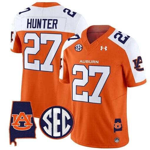 Jarquez Hunter Jersey #27 Auburn Tigers SEC Patch Vapor Limited College Football Stitched Orange Alternate