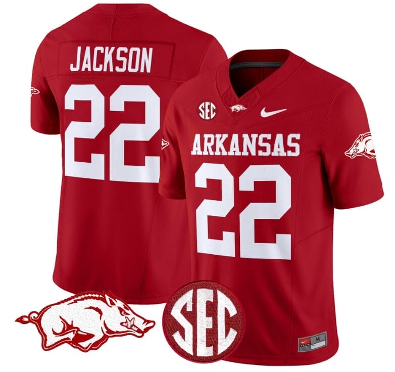 Ja'Quinden Jackson Jersey #22 Arkansas Razorbacks Vapor Limited College Football Stitched Cardinal