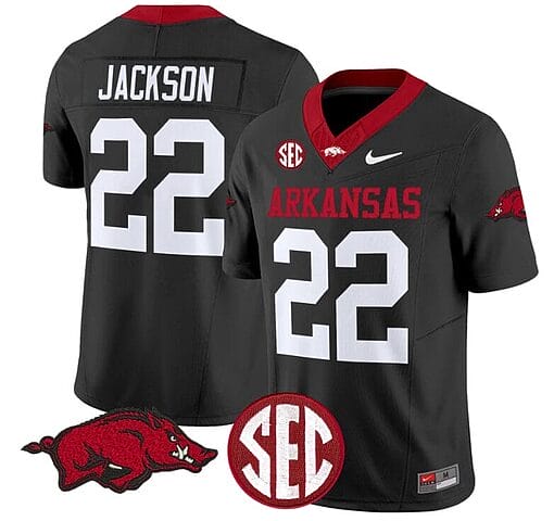 Ja'Quinden Jackson Jersey #22 Arkansas Razorbacks Vapor Limited College Football Stitched Black