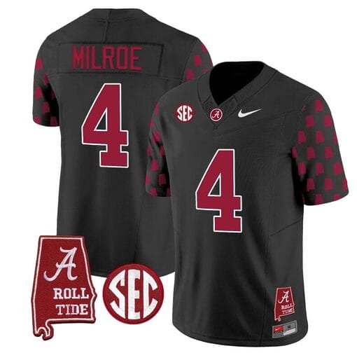 Jalen Milroe Jersey #4 Alabama Crimson Tide Vapor College Football Limited Stitched Black