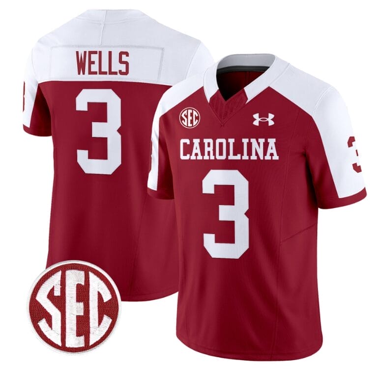 Juice Wells Jersey #3 South Carolina Gamecocks Football 1980 Throwback Vapor Limited SEC Patch Garnet Alternate