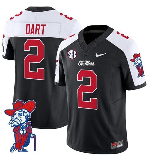 Jaxson Dart Jersey #2 Ole Miss Rebels Vapor Limited College Football Stitched Black Alternate