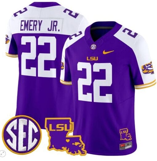 John Emery Jr Jersey #22 LSU Tigers 2024 Louisiana Patch Vapor Limited College Football Stitched Purple Alternate
