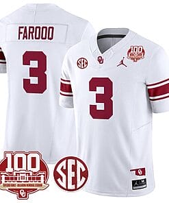 Jalil Farooq Jersey #3 Oklahoma Sooners 100th Anniversary Patch Vapor Limited College Football Stitched White