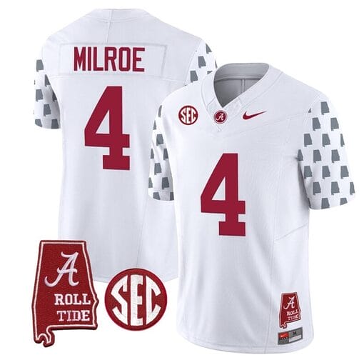 Jalen Milroe Jersey #4 Alabama Crimson Tide Vapor College Football Limited Stitched White