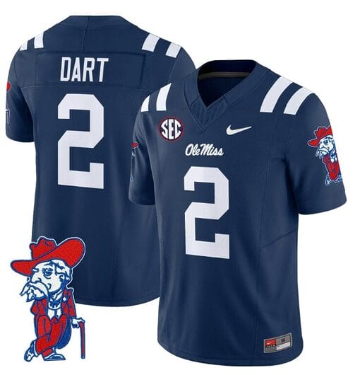 Jaxson Dart Jersey #2 Ole Miss Rebels Vapor Limited College Football Stitched Navy