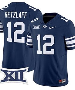 Jake Retzlaff Jersey #12 BYU Cougars Vapor Limited College Football Stitched Navy