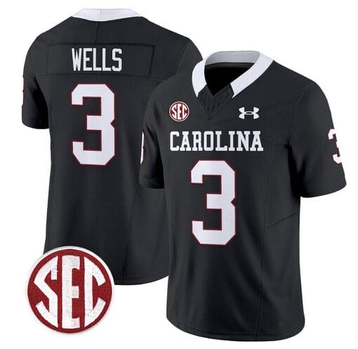 Juice Wells Jersey #3 South Carolina Gamecocks Football 1980 Throwback Vapor Limited SEC Patch Black