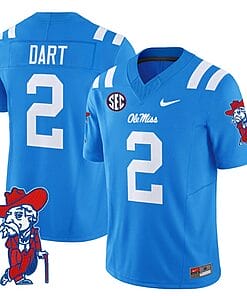 Jaxson Dart Jersey #2 Ole Miss Rebels Vapor Limited College Football Stitched Powder Blue