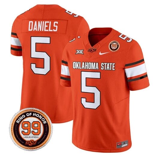Kendal Daniels Jersey #5 Oklahoma State Cowboys Leslie O'neal Patch Vapor Limited College Football Stitched Orange
