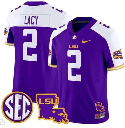 Kyren Lacy Jersey #2 LSU Tigers 2024 Louisiana Patch Vapor Limited College Football Stitched Purple Alternate