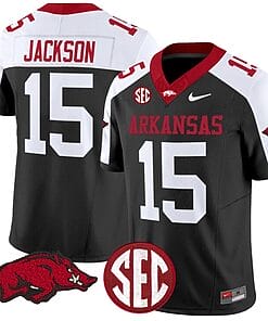 KJ Jackson Jersey #15 Arkansas Razorbacks Vapor Limited College Football Stitched Black Alternate