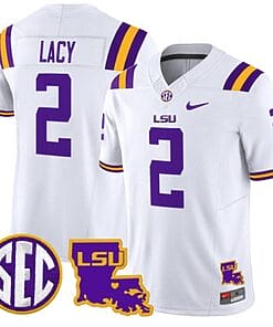 Kyren Lacy Jersey #2 LSU Tigers 2024 Louisiana Patch Vapor Limited College Football Stitched White