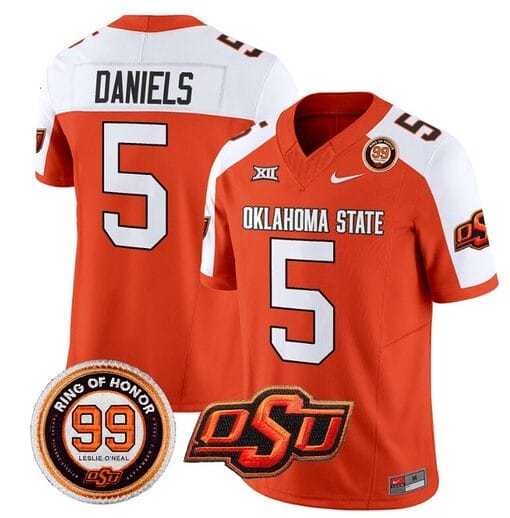 Kendal Daniels Jersey #5 Oklahoma State Cowboys Leslie O'neal Patch Vapor Limited College Football Stitched Orane Alternate