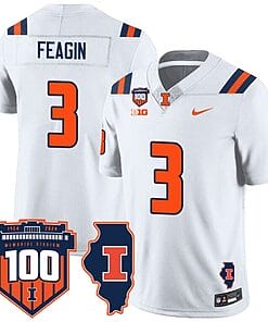 Kaden Feagin Jersey #3 Illinois Fighting Vapor Limited College Football Stitched White