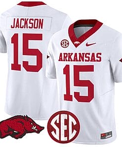 KJ Jackson Jersey #15 Arkansas Razorbacks Vapor Limited College Football Stitched White