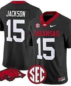 KJ Jackson Jersey #15 Arkansas Razorbacks Vapor Limited College Football Stitched Black