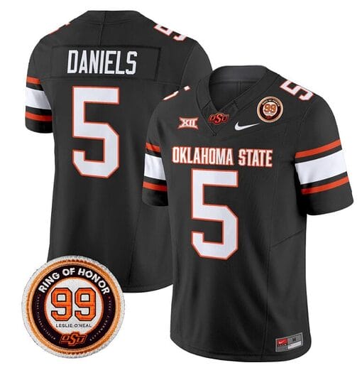 Kendal Daniels Jersey #5 Oklahoma State Cowboys Leslie O'neal Patch Vapor Limited College Football Stitched Black