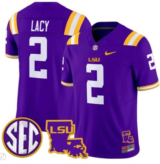 Kyren Lacy Jersey #2 LSU Tigers 2024 Louisiana Patch Vapor Limited College Football Stitched Purple