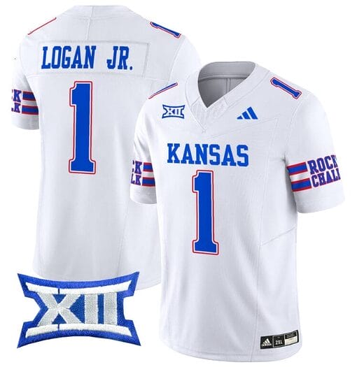 Kenny Logan Jr Jersey #1 Kansas Jayhawks 2024 Vapor College Football Vapor Limited White