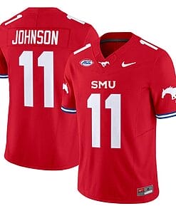 LJ Johnson Jr Jersey #11 SMU Mustangs Icy College Football Vapor Limited Red
